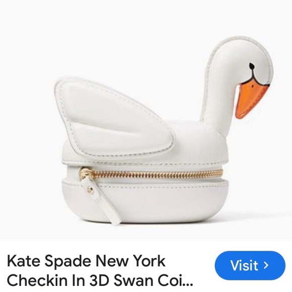 kate spade Other - KATE SPADE NEW YORK Checkin in 3D Swan Coin Purse,White and Orange